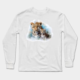 Mother and Baby Leopard Cub Long Sleeve T-Shirt